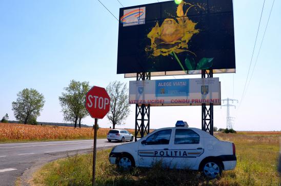 die Attrappe eines Polizeiautos