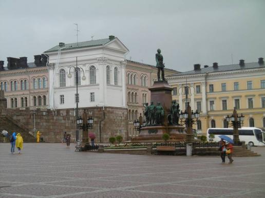 in Helsinki, im strömenden Regen