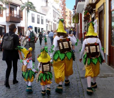 Wir schauen uns den Carnavals-Umzug der Kinder an.